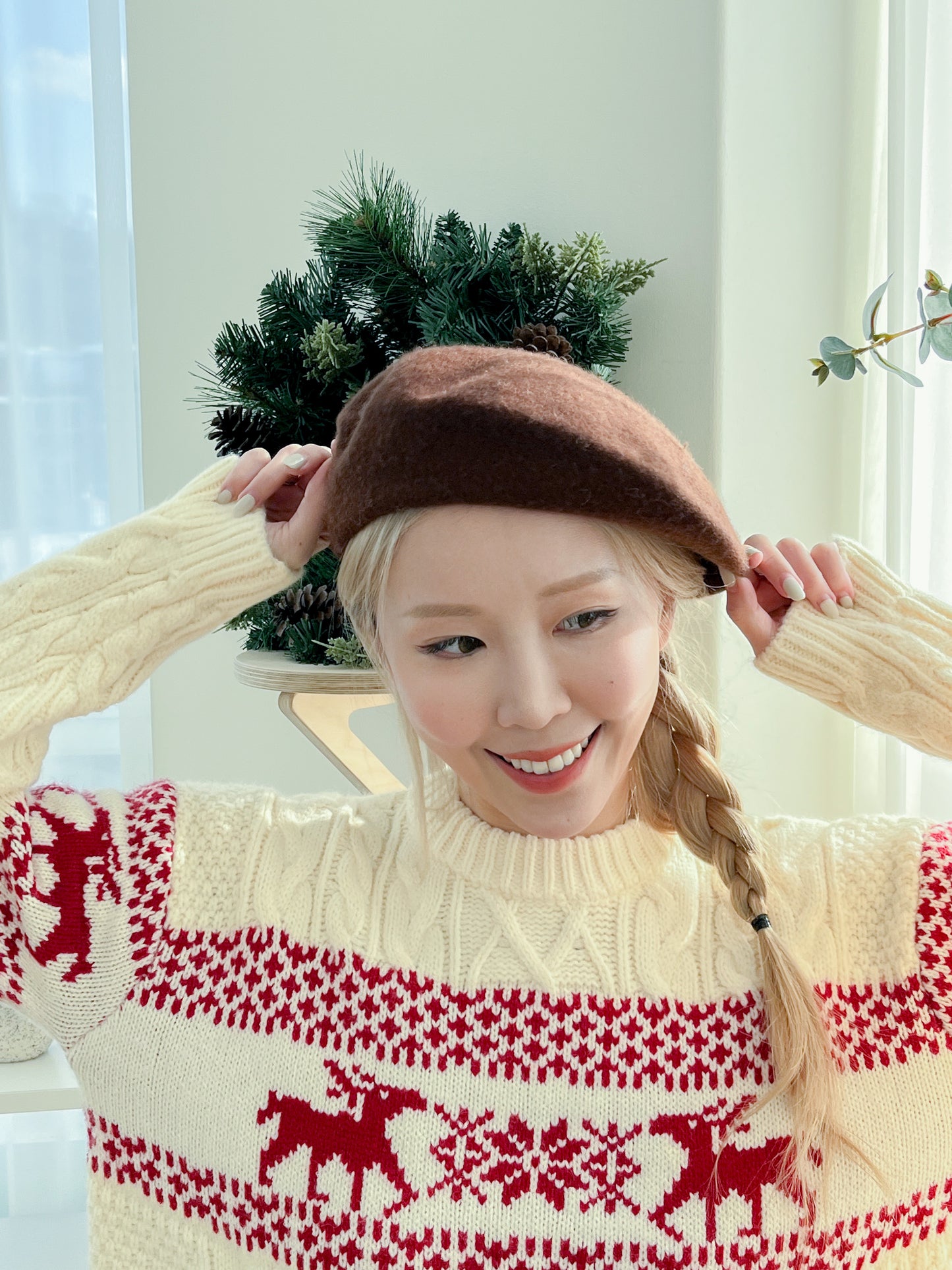 秋冬經典絨面貝蕾帽