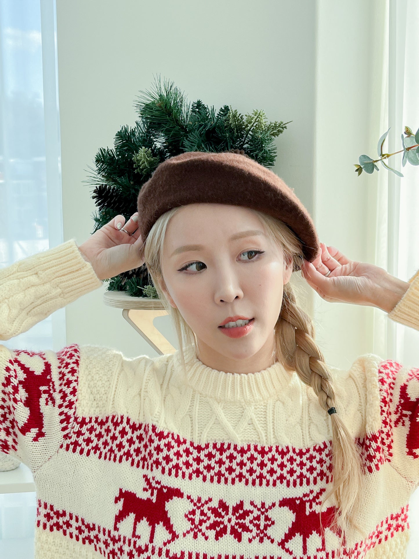 秋冬經典絨面貝蕾帽