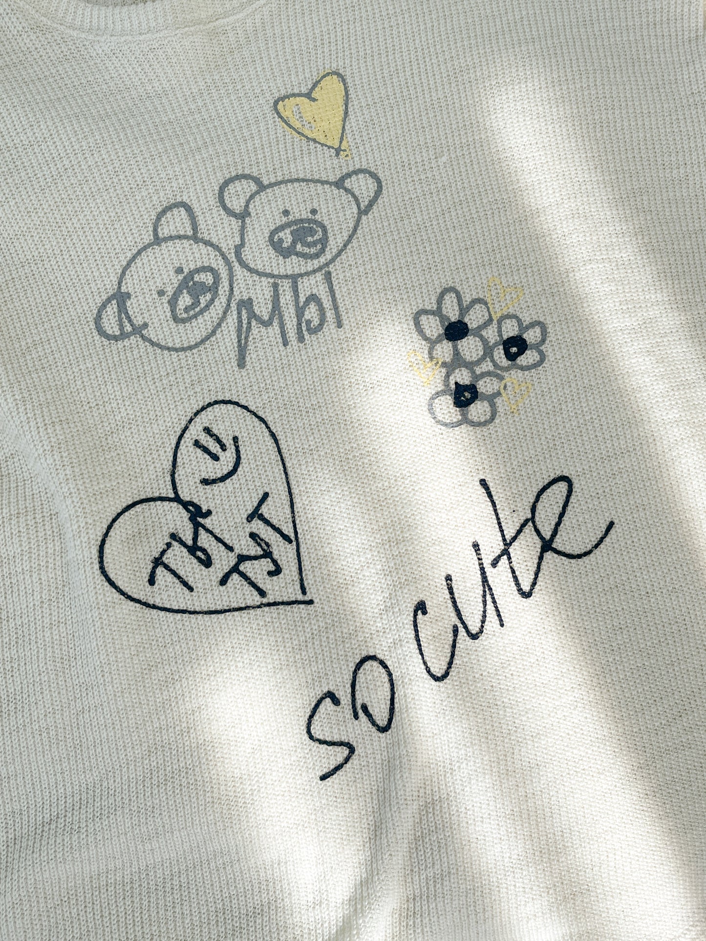 矇是你嗎?!小孩手繪塗鴉風寬鬆薄針織上衣