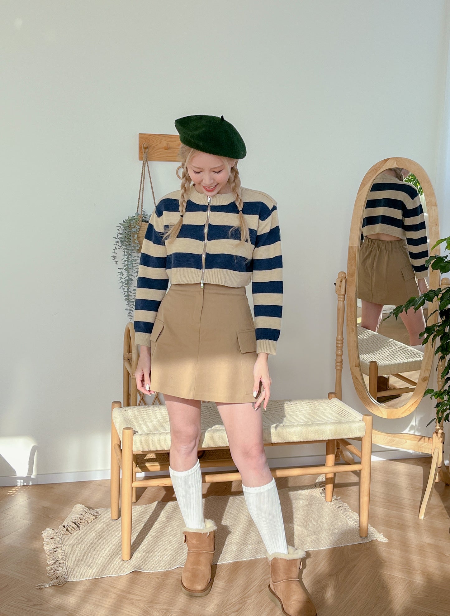 巨顯瘦!! 麻質高腰側袋A-line半截裙