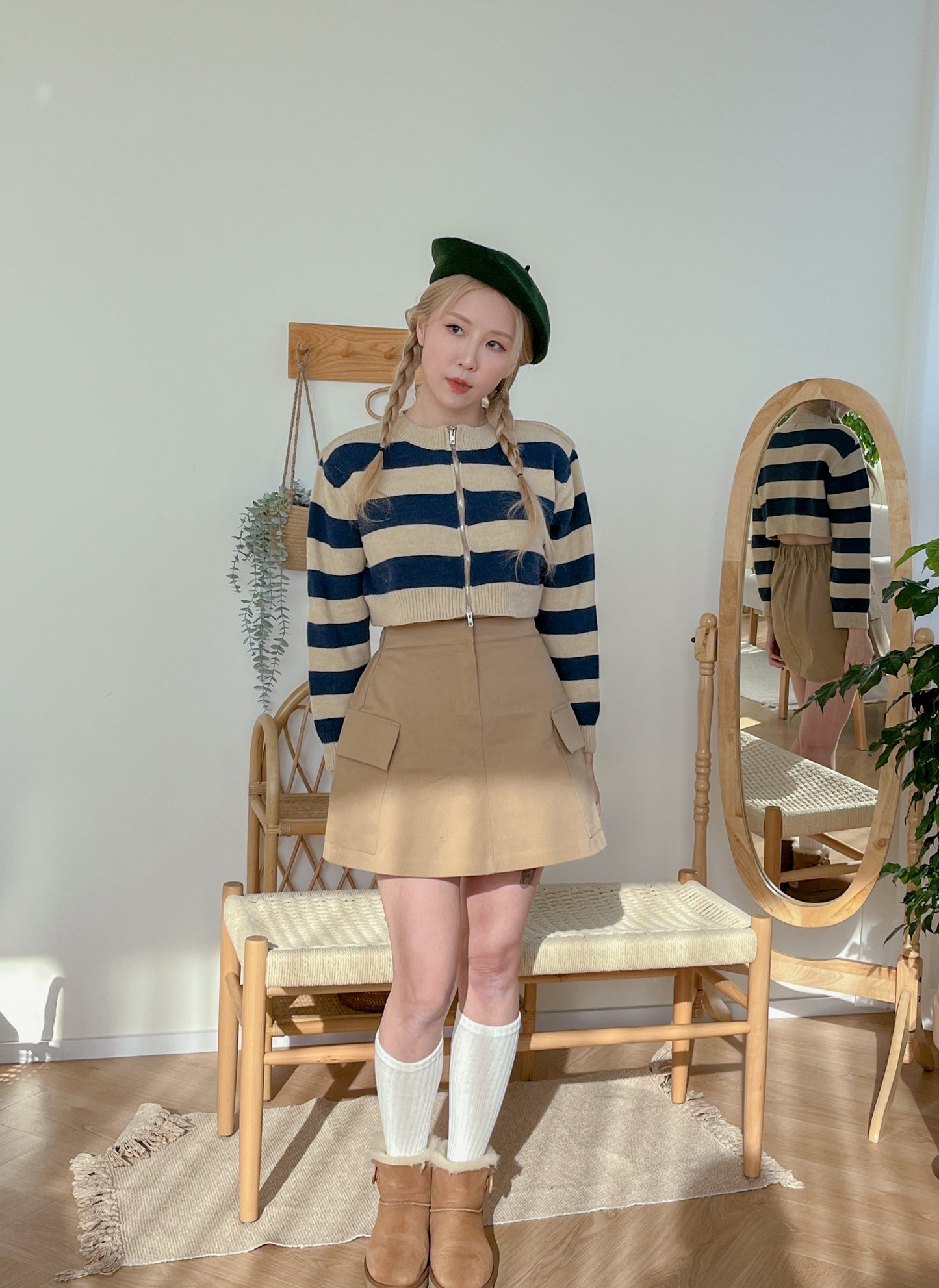 巨顯瘦!! 麻質高腰側袋A-line半截裙