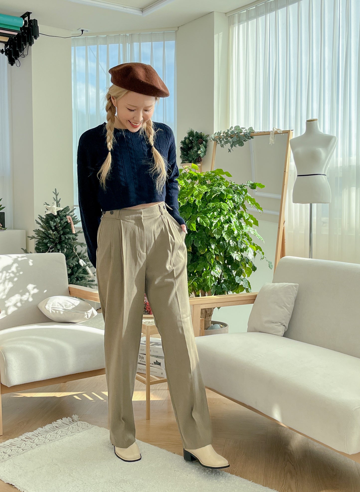 秋冬經典絨面貝蕾帽