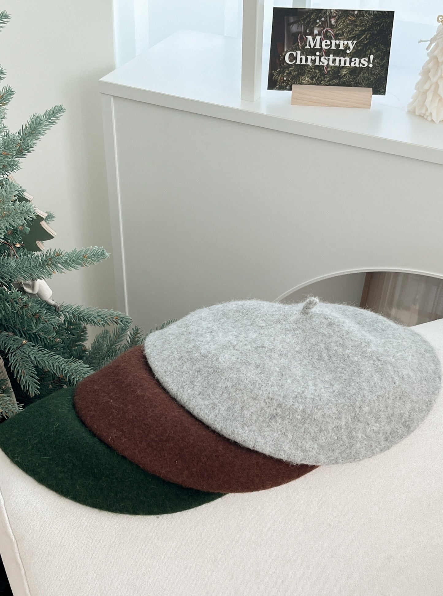 秋冬經典絨面貝蕾帽