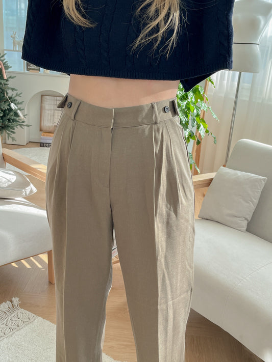 自調腰圍!! 小腹失蹤垂感雙釦落地寬西褲