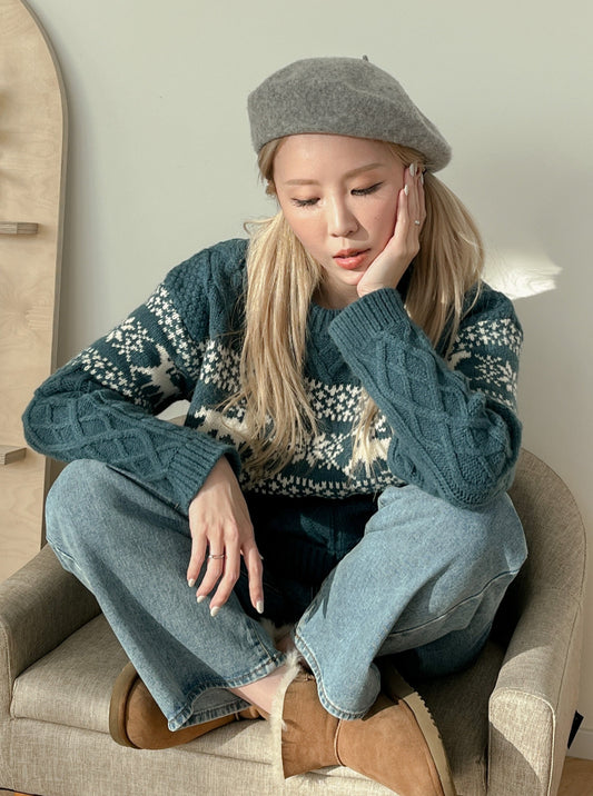 秋冬經典絨面貝蕾帽